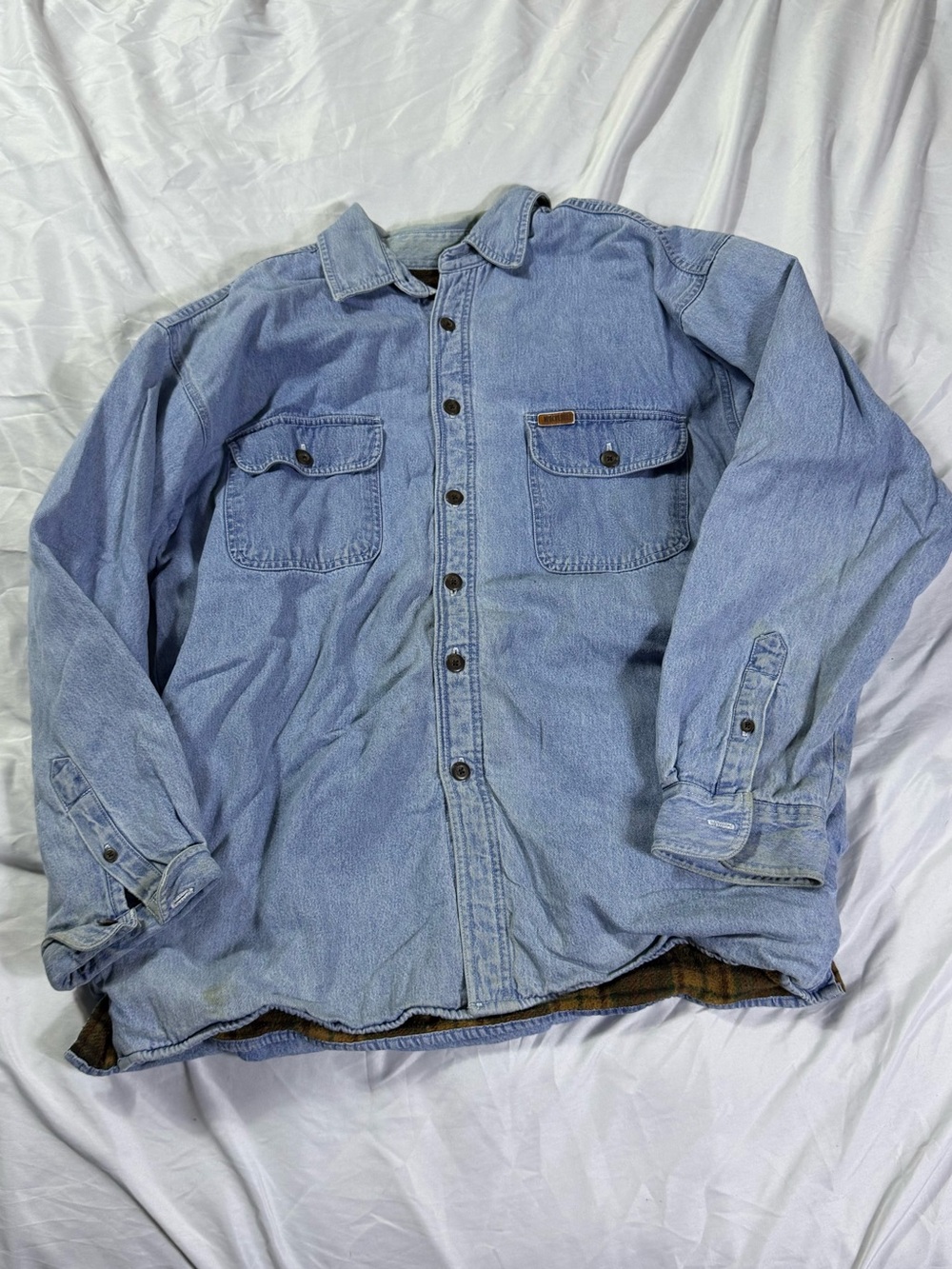 Light Blue Denim Jacket Shirt - Men's Casual Workwear Wolverine